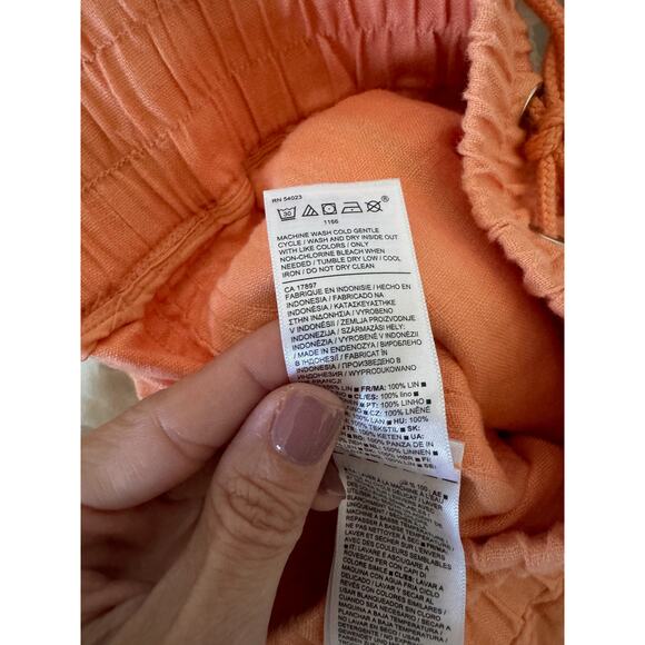 Athleta Elastic Waist Linen Joggers Pants Orange Size 2 - Picture 9 of 9